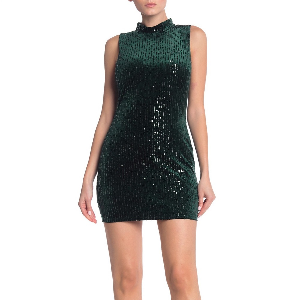 Emerald sequined velvet mini dress BRAND NEW